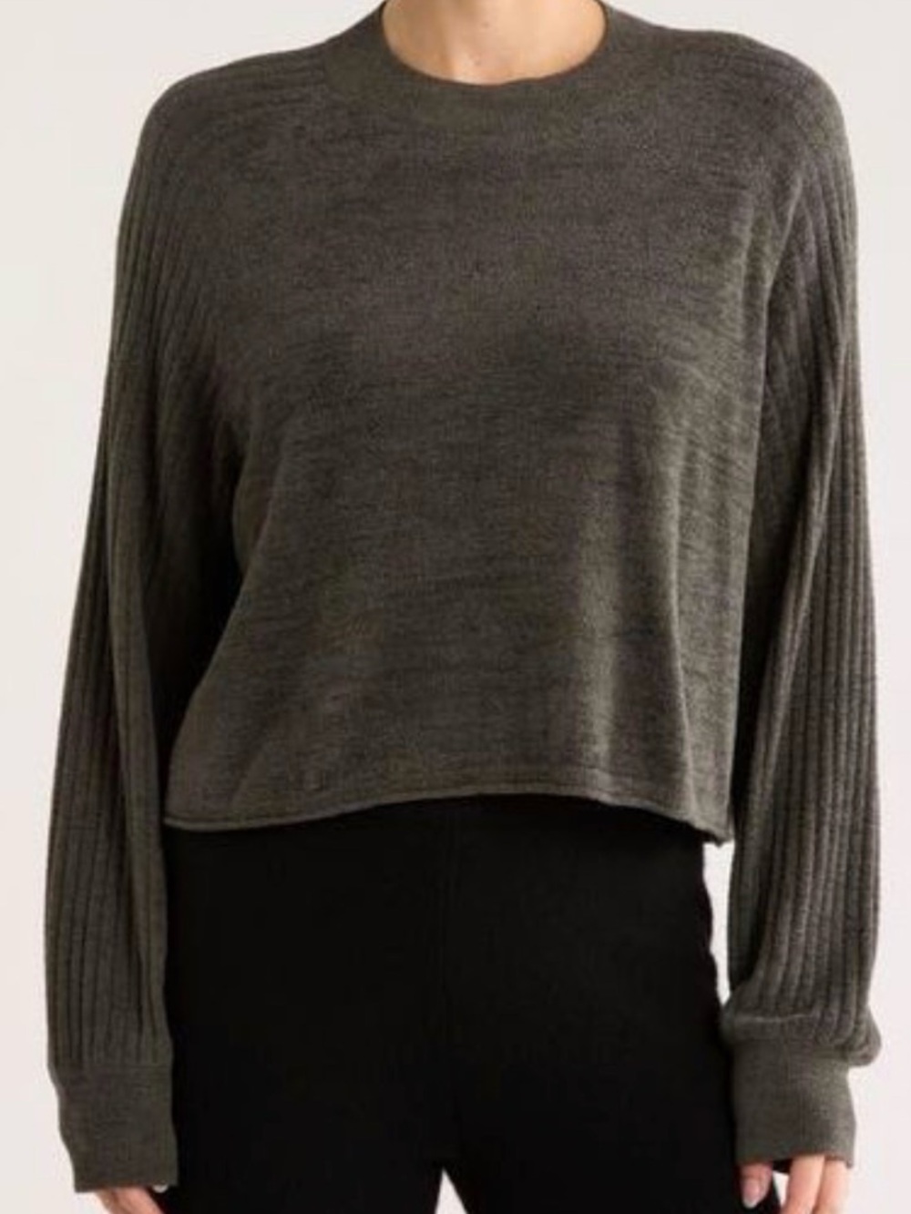 NEW Barefoot Dreams CozyChic Ultra Lite® Cropped Mock Neck in Dark Moss